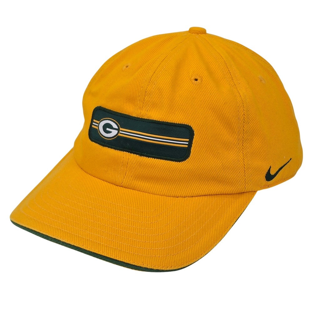 Vintage Green Bay Packers Nike NFL Pro Line Hat Yellow Bar Logo 90s Dad Cap OSFM